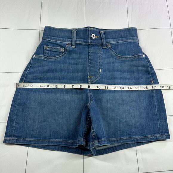 Spanx Shorts Womens XS Blue Vintage Indigo Jean Shaping Denim High Rise Stretch - Picture 8 of 12